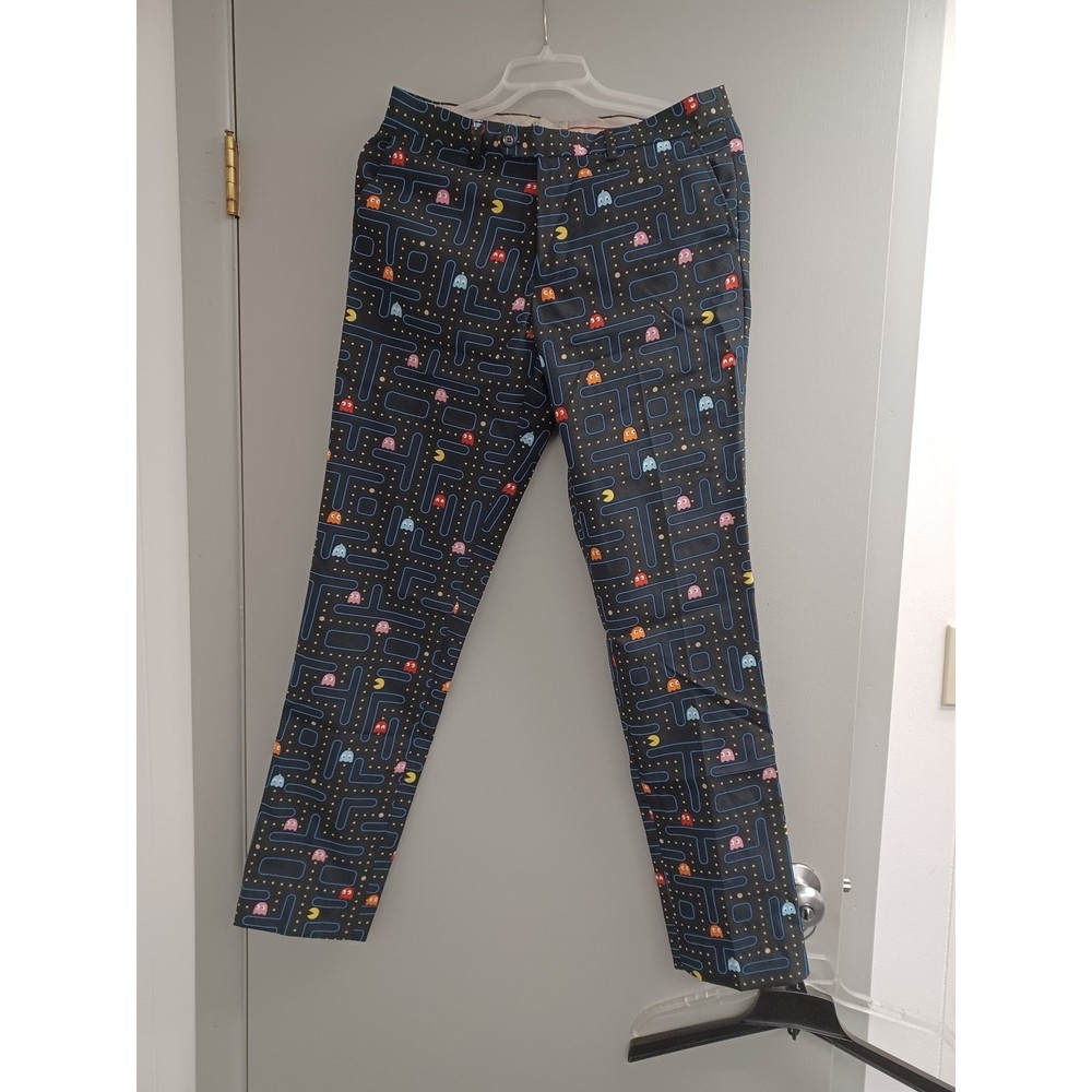 Pac-Man OPPOSUITS pants. Sz. 34 but appears to have been tailored to 32